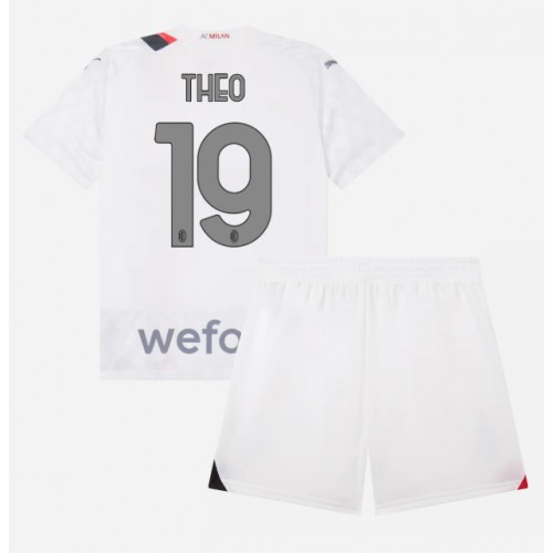 Echipament fotbal AC Milan Theo Hernandez #19 Tricou Deplasare 2023-24 pentru copii maneca scurta (+ Pantaloni scurti)
